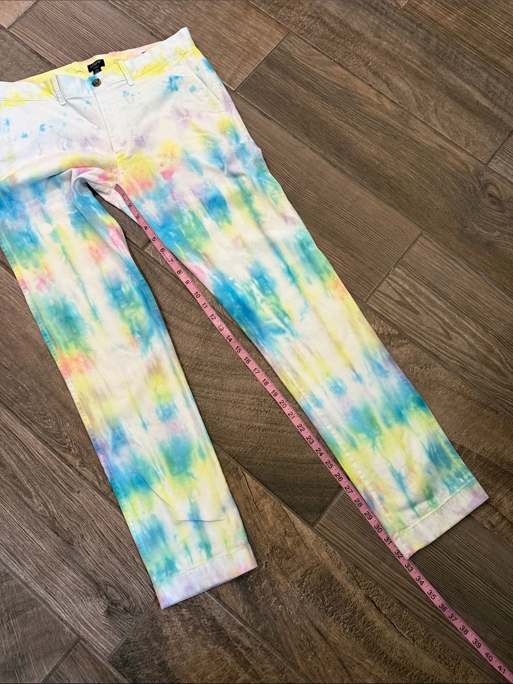 J.Crew Mens 32x34 Slim Fit Flex Chino Pants Pastel Tie Dye Watercolor Stretch